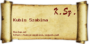Kubis Szabina névjegykártya